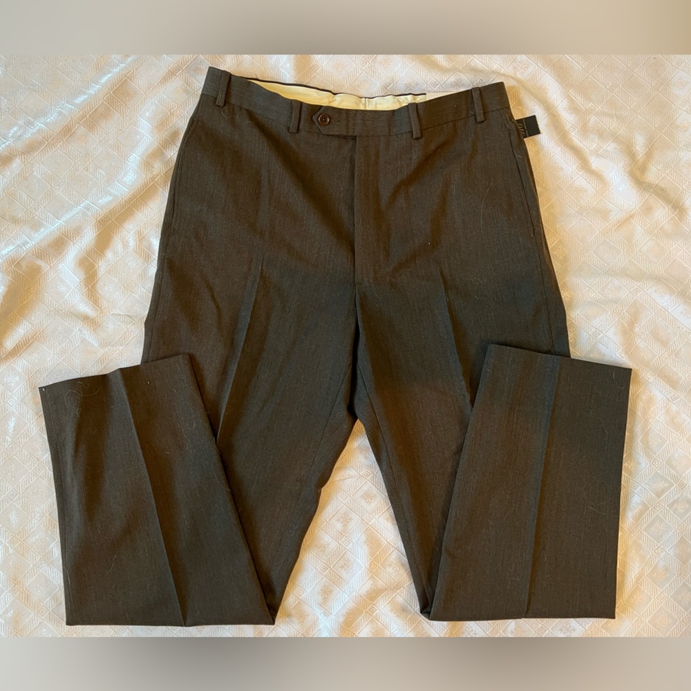 Brooks Brothers 346 NWT 100% Wool Charcoal Gray Dress Pants 36/32